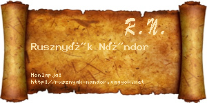 Rusznyák Nándor névjegykártya